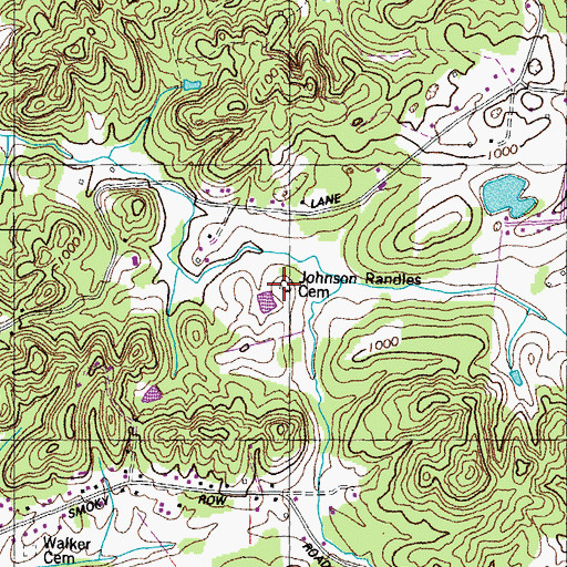 Topographic Map of Johnson-Randlers Cemetery, TN