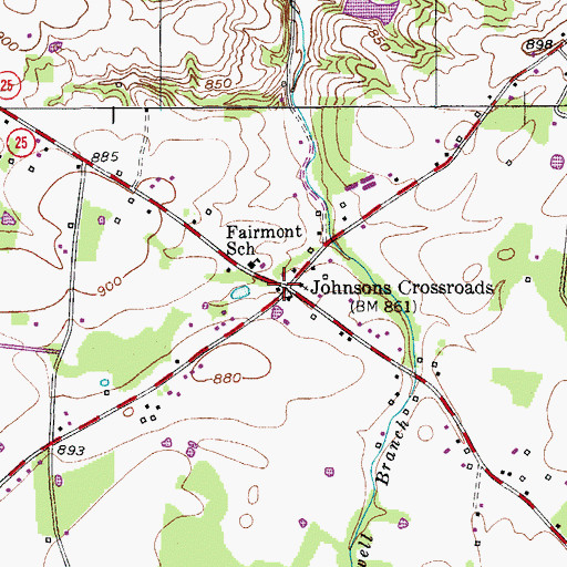 Topographic Map of Johnsons Crossroads, TN
