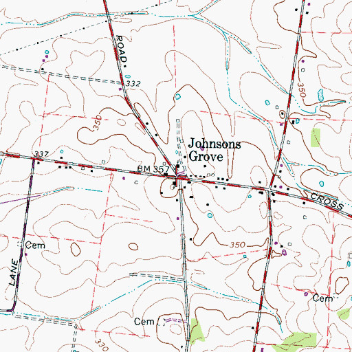 Topographic Map of Johnsons Grove, TN