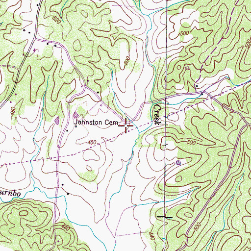 Topographic Map of Johnston Cemetery, TN