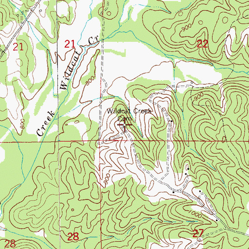 Topographic Map of Wildcat Creek Cemetery, AL