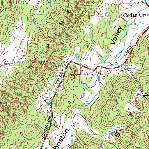 Topographic Map of Johnston Cemetery, TN
