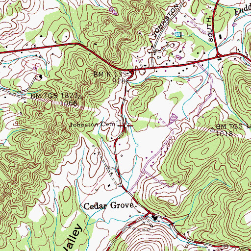 Topographic Map of Johnston Cemetery, TN