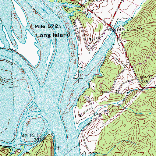 Topographic Map of Johnston Valley, TN