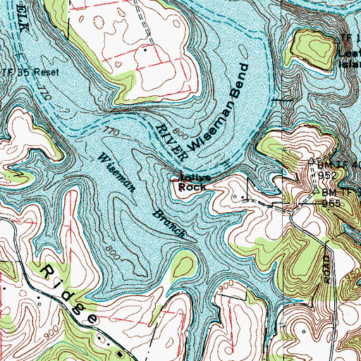Topographic Map of Jollys Rock, TN