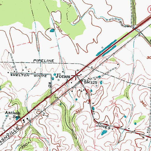Topographic Map of Jones, TN