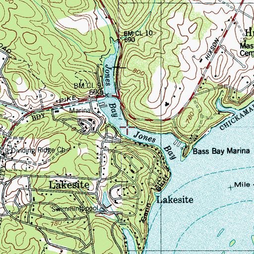 Topographic Map of Jones Bay, TN