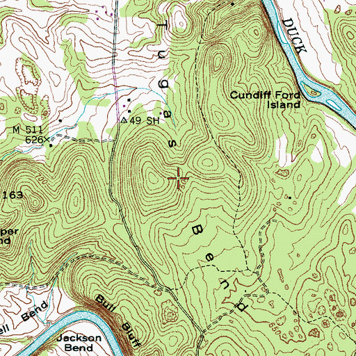 Topographic Map of Jones Bend, TN