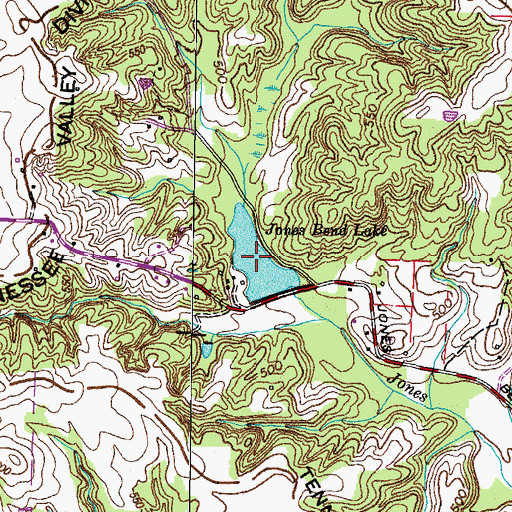 Topographic Map of Jones Bend Lake, TN