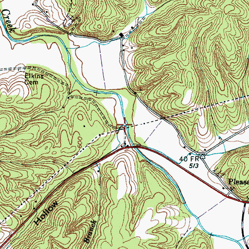 Topographic Map of Jones Branch, TN