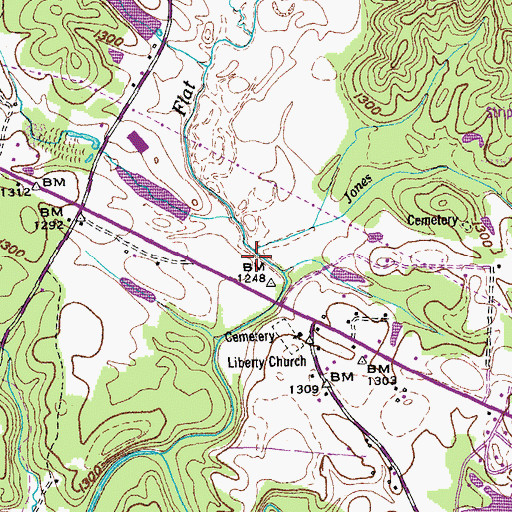 Topographic Map of Jones Branch, TN