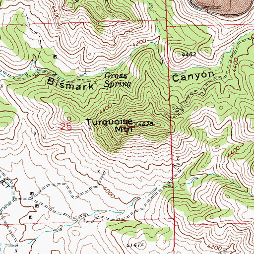 Topographic Map of Turquoise Mountain, AZ