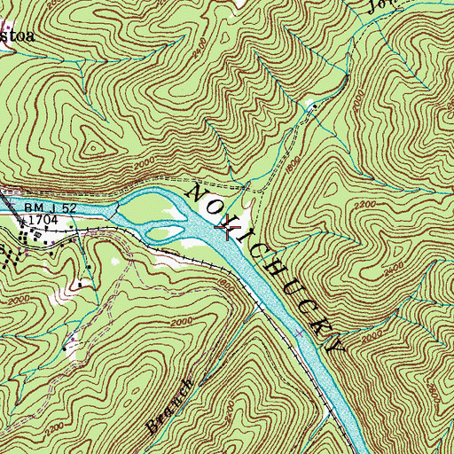 Topographic Map of Jones Branch, TN