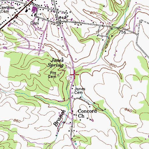 Topographic Map of Jones Branch, TN
