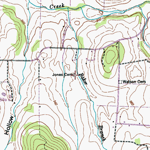 Topographic Map of Jones Cemetery, TN