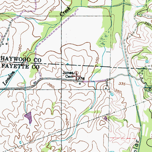 Topographic Map of Jones Cemetery, TN