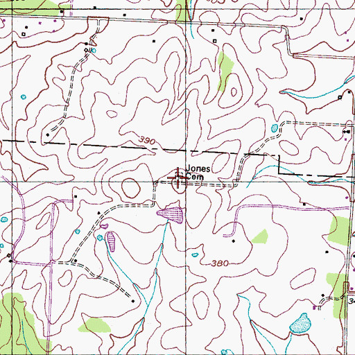 Topographic Map of Jones Cemetery, TN