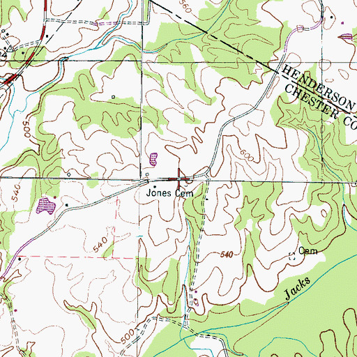 Topographic Map of Jones Cemetery, TN