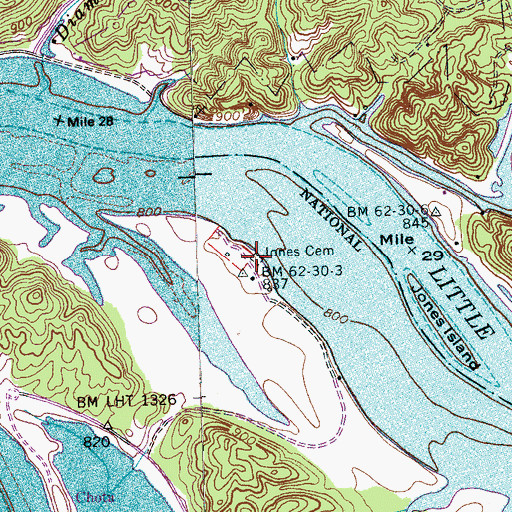 Topographic Map of Jones Cemetery, TN