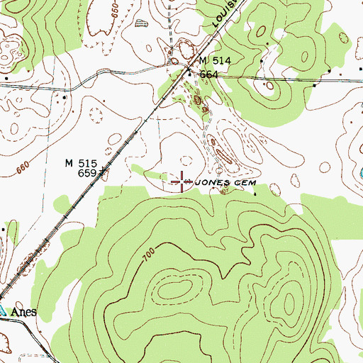 Topographic Map of Jones Cemetery, TN