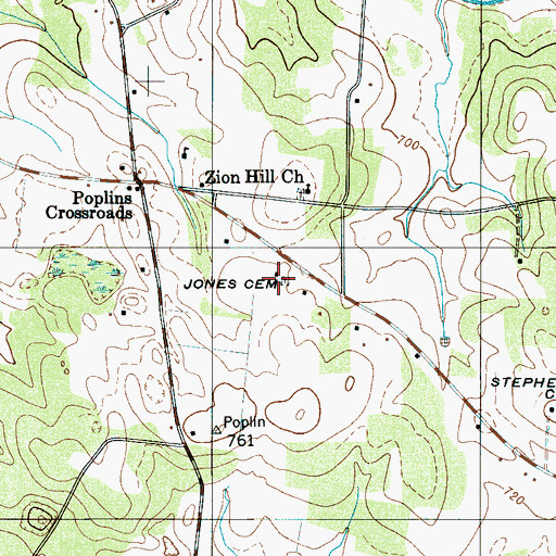Topographic Map of Jones Cemetery, TN