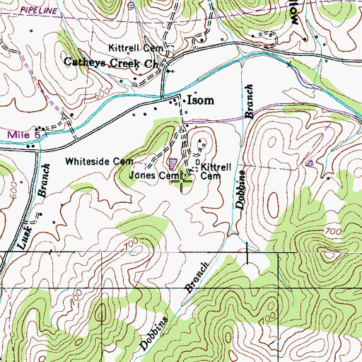 Topographic Map of Jones Cemetery, TN