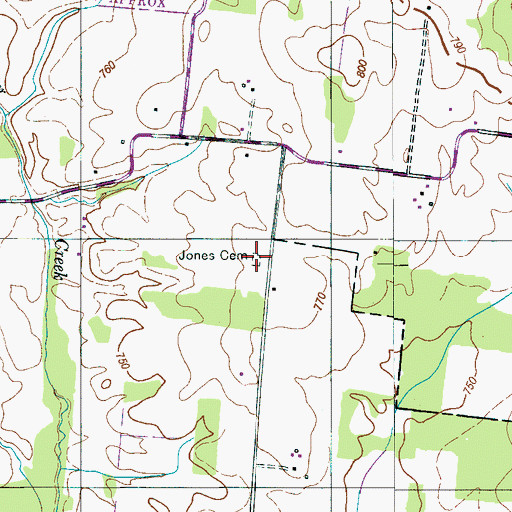 Topographic Map of Jones Cemetery, TN