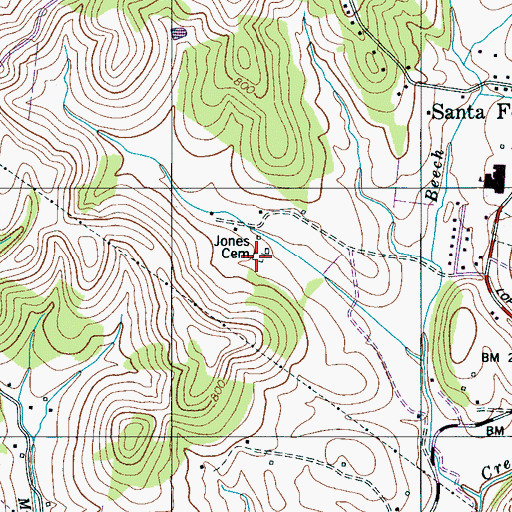 Topographic Map of Jones Cemetery, TN
