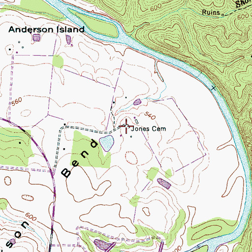 Topographic Map of Jones Cemetery, TN