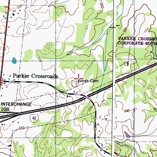 Topographic Map of Jones Cemetery, TN