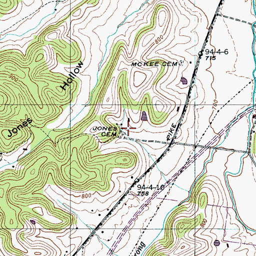 Topographic Map of Jones Cemetery, TN