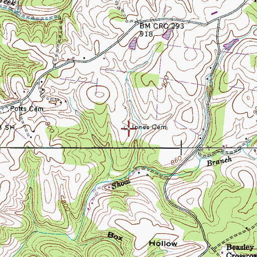 Topographic Map of Jones Cemetery, TN