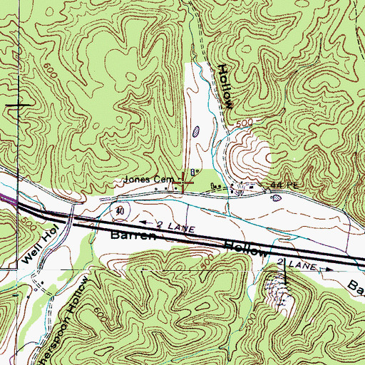 Topographic Map of Jones Cemetery, TN