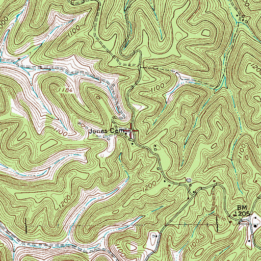 Topographic Map of Jones Cemetery, TN