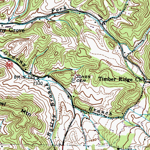 Topographic Map of Jones Cemetery, TN