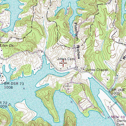 Topographic Map of Jones Cemetery, TN