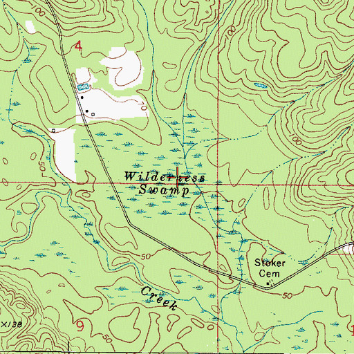 Topographic Map of Wilderness Swamp, AL