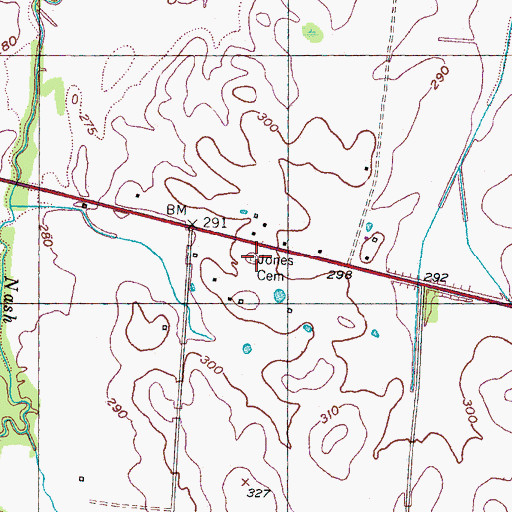 Topographic Map of Jones Cemetery, TN