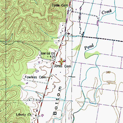 Topographic Map of Jones Cemetery, TN