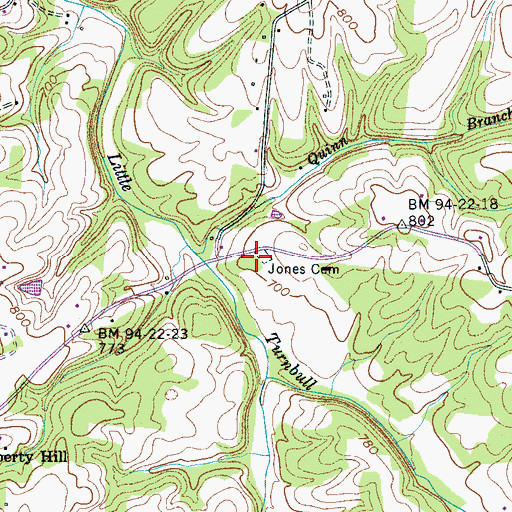 Topographic Map of Jones Cemetery, TN