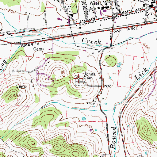 Topographic Map of Jones Cemetery, TN