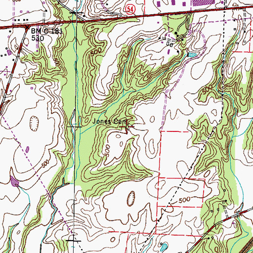 Topographic Map of Jones Cemetery, TN