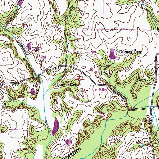 Topographic Map of Jones Cemetery, TN