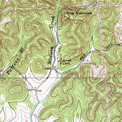 Topographic Map of Jones Cemetery, TN