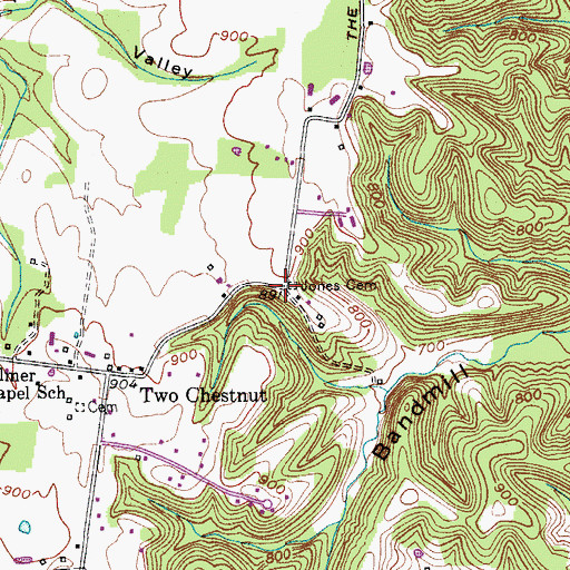 Topographic Map of Jones Cemetery, TN