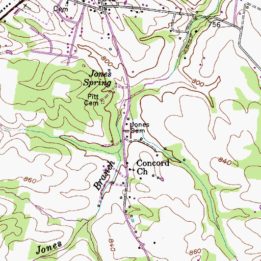 Topographic Map of Jones Cemetery, TN