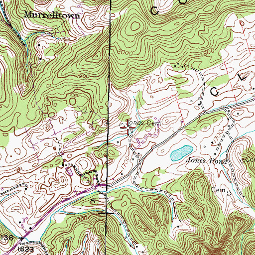 Topographic Map of Jones Cemetery, TN