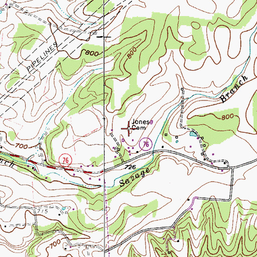 Topographic Map of Jones Cemetery, TN