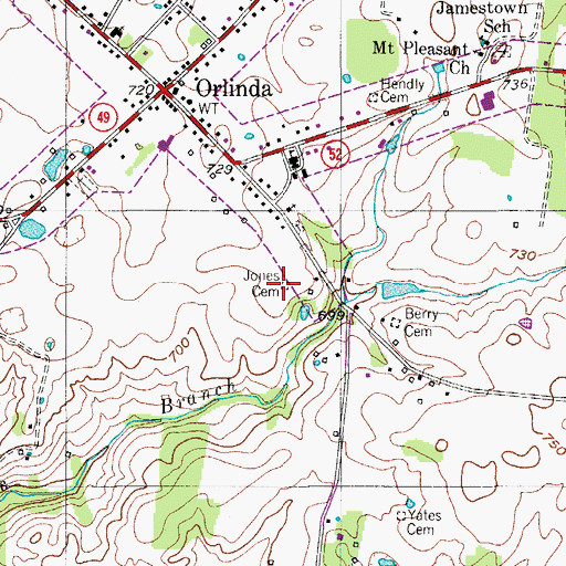 Topographic Map of Jones Cemetery, TN
