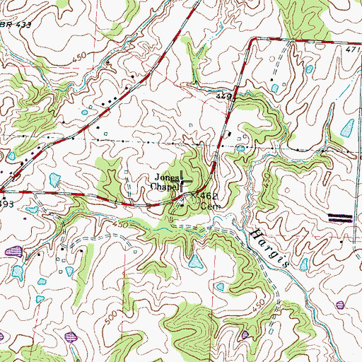 Topographic Map of Jones Chapel, TN